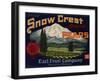 Fruit Crate Labels: Snow Crest Brand Pears; Earl Fruit Company-null-Framed Art Print