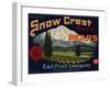 Fruit Crate Labels: Snow Crest Brand Pears; Earl Fruit Company-null-Framed Art Print