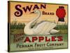 Fruit Crate Labels: Swan Brand Extra Fancy Apples; Perham Fruit Company-null-Stretched Canvas