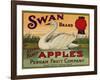 Fruit Crate Labels: Swan Brand Extra Fancy Apples; Perham Fruit Company-null-Framed Art Print