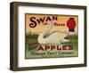 Fruit Crate Labels: Swan Brand Extra Fancy Apples; Perham Fruit Company-null-Framed Art Print