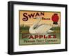 Fruit Crate Labels: Swan Brand Extra Fancy Apples; Perham Fruit Company-null-Framed Art Print