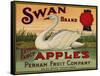 Fruit Crate Labels: Swan Brand Extra Fancy Apples; Perham Fruit Company-null-Framed Stretched Canvas