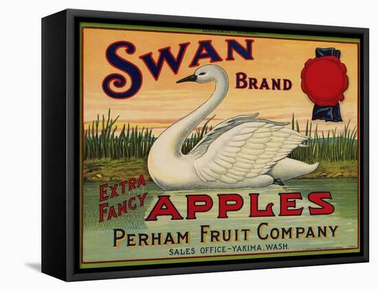 Fruit Crate Labels: Swan Brand Extra Fancy Apples; Perham Fruit Company-null-Framed Stretched Canvas