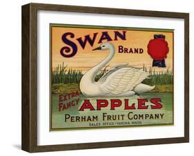 Fruit Crate Labels: Swan Brand Extra Fancy Apples; Perham Fruit Company-null-Framed Art Print