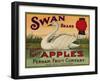 Fruit Crate Labels: Swan Brand Extra Fancy Apples; Perham Fruit Company-null-Framed Art Print