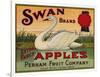 Fruit Crate Labels: Swan Brand Extra Fancy Apples; Perham Fruit Company-null-Framed Art Print