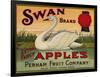 Fruit Crate Labels: Swan Brand Extra Fancy Apples; Perham Fruit Company-null-Framed Art Print