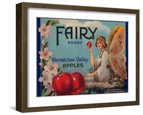 Fruit Crate Labels: Wenatchee Valley Apples; Fairy Brand-null-Framed Art Print