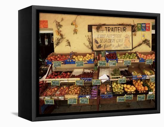 Fruit Displayed Outside Shop, Calvi, Corsica, France-Yadid Levy-Framed Stretched Canvas