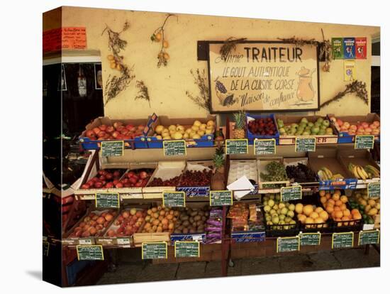 Fruit Displayed Outside Shop, Calvi, Corsica, France-Yadid Levy-Stretched Canvas