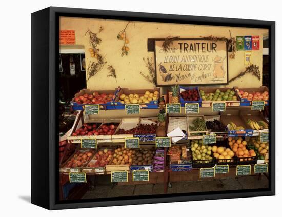 Fruit Displayed Outside Shop, Calvi, Corsica, France-Yadid Levy-Framed Stretched Canvas