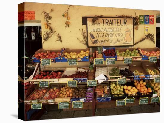 Fruit Displayed Outside Shop, Calvi, Corsica, France-Yadid Levy-Stretched Canvas