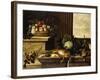 Fruit in a Wicker Basket with Figs on a Plinth-Pierre Dupuis-Framed Giclee Print