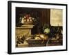 Fruit in a Wicker Basket with Figs on a Plinth-Pierre Dupuis-Framed Giclee Print