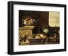 Fruit in a Wicker Basket with Figs on a Plinth-Pierre Dupuis-Framed Giclee Print