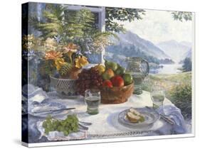 Fruit in an Olive Wood Bowl-Stephen Darbishire-Stretched Canvas