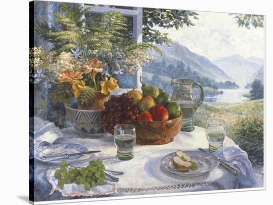 Fruit in an Olive Wood Bowl-Stephen Darbishire-Stretched Canvas
