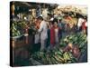 Fruit Including Bananas for Sale in the Market, Bhuj, Kutch District, Gujarat State, India-John Henry Claude Wilson-Stretched Canvas