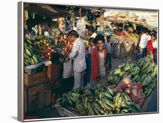 Fruit Including Bananas for Sale in the Market, Bhuj, Kutch District, Gujarat State, India-John Henry Claude Wilson-Framed Photographic Print