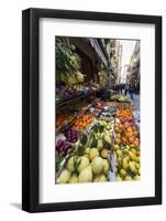 Fruit, Including Local Lemons and Oranges, Displayed Outside a Shop in a Narrow Street-Eleanor Scriven-Framed Photographic Print