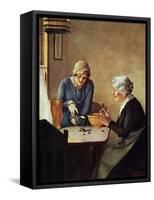 Fruit of the Vine (or Mother and Daughter Pouring Raisins at Table)-Norman Rockwell-Framed Stretched Canvas