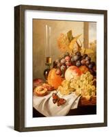 Fruit on a Draped Ledge with a Red Admiral-Edward Ladell-Framed Giclee Print
