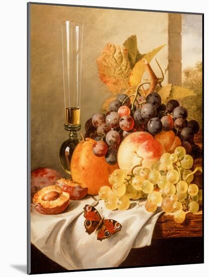 Fruit on a Draped Ledge with a Red Admiral-Edward Ladell-Mounted Giclee Print
