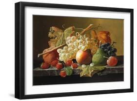 Fruit on a Marble Ledge-Robert Blum-Framed Giclee Print