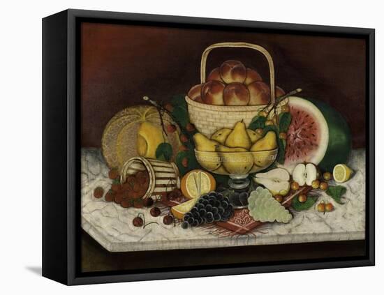 Fruit on Marble, 1865-American School-Framed Stretched Canvas