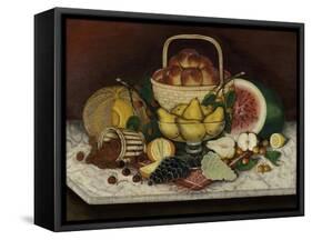 Fruit on Marble, 1865-American School-Framed Stretched Canvas