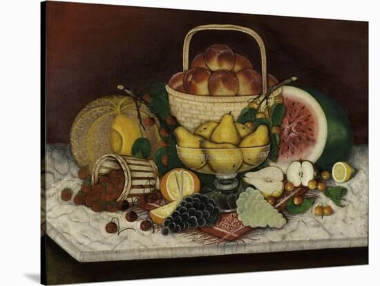 Fruit on Marble, 1865-American School-Stretched Canvas