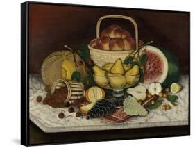 Fruit on Marble, 1865-American School-Framed Stretched Canvas