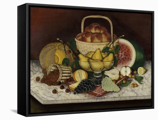 Fruit on Marble, 1865-American School-Framed Stretched Canvas