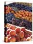 Fruit, Peaches and Grapes, for Sale on Market in the Rue Ste. Claire, Rhone-Alpes, France-Ruth Tomlinson-Stretched Canvas