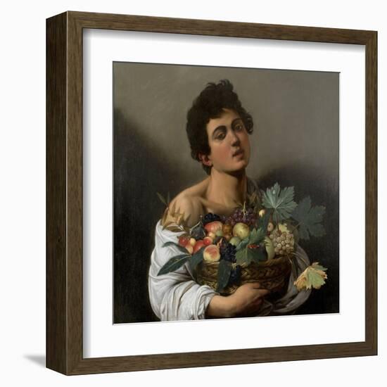 Fruit seller (Boy with Basket of Fruit)-Caravaggio-Framed Art Print