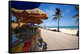 Fruit Stands on Playa Del Carmen, Mexico-George Oze-Framed Stretched Canvas