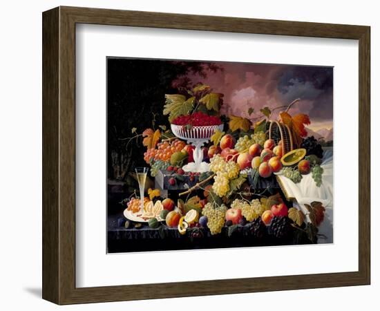 Fruit Still Life in a Landscape, c.1862-72-Severin Roesen-Framed Giclee Print