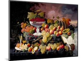 Fruit Still Life in a Landscape, c.1862-72-Severin Roesen-Mounted Giclee Print