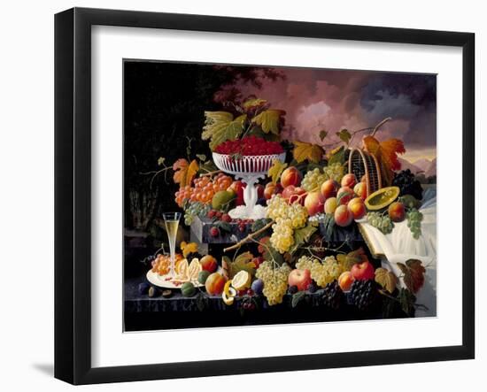 Fruit Still Life in a Landscape, c.1862-72-Severin Roesen-Framed Giclee Print