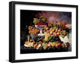 Fruit Still Life in a Landscape, c.1862-72-Severin Roesen-Framed Giclee Print