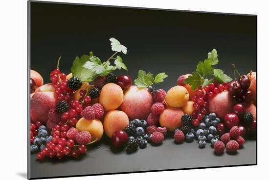 Fruit Still Life with Stone-Fruit, Berries and Leaves-Foodcollection-Mounted Photographic Print