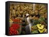 Fruit, Vegetables and Baskets for Sale on Stall in Market, Sucre, Bolivia, South America-Jane Sweeney-Framed Stretched Canvas