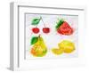 Fruit Watercolor Cherry, Lemon, Strawberry, Pear-anna42f-Framed Art Print