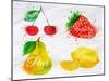 Fruit Watercolor Cherry, Lemon, Strawberry, Pear-anna42f-Mounted Art Print