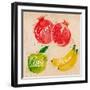 Fruit Watercolor Watermelon, Banana, Pomegranate, Apple Green in Kraft-anna42f-Framed Art Print