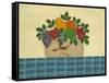 Fruit with Dark and Lt. Blue Tablecloth-Debbie McMaster-Framed Stretched Canvas