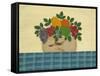 Fruit with Dark and Lt. Blue Tablecloth-Debbie McMaster-Framed Stretched Canvas