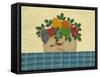 Fruit with Dark and Lt. Blue Tablecloth-Debbie McMaster-Framed Stretched Canvas