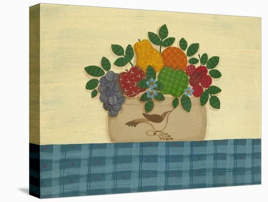 Fruit with Dark and Lt. Blue Tablecloth-Debbie McMaster-Stretched Canvas